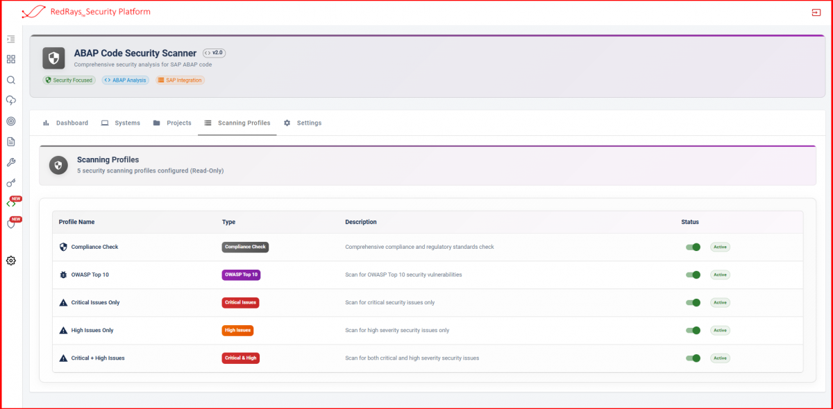 Select Scanning Profile