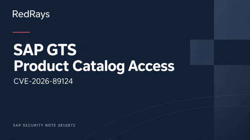SAP Note 3810872: GTS Product Catalog Authorization (CVE-2026-89124) — RedRays